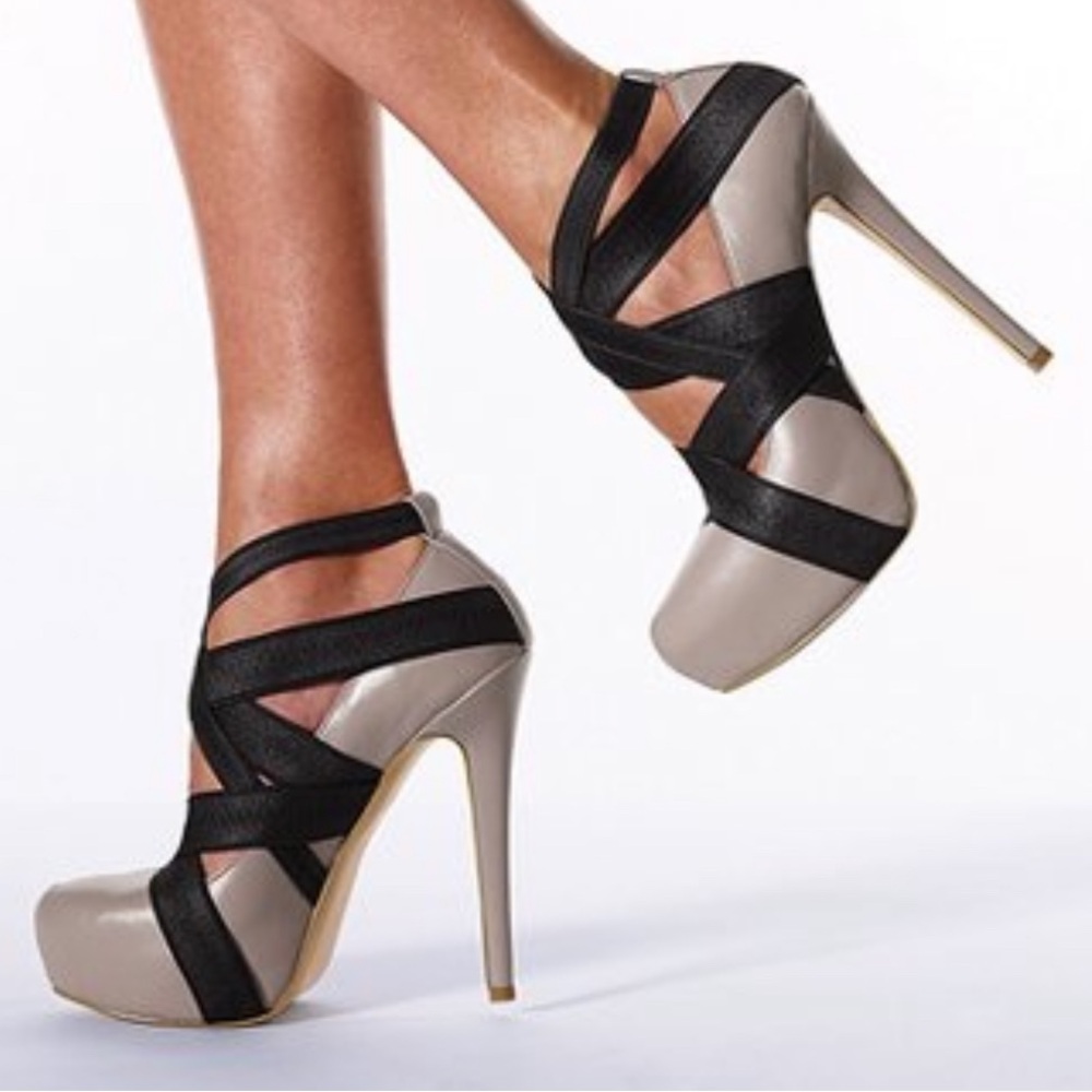 Colin Stuart Strappy Platform Fawn Pumps